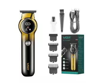 Машинка (триммер) для стрижки волосся VGR V-989 BLACK, Professional, 3 насадки, LED Display