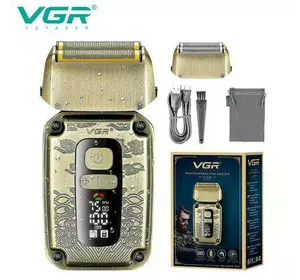 Електробритва VGR V-337 шейвер для вологого та сухого гоління, IPX6, LED Display, висувний триммер, metal