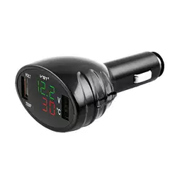 Термометр вольтметр VST-708-4, зелено-червоний, +2 USB роз'єм