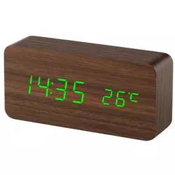 Годинник мережевий VST-862-4 зелений, (корпус коричневий) температура, USB Годинник мережевий VST-862-4 зелений, (корпус коричневий) температура, USB