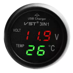 Термометр вольтметр VST-706-4, червоно-зелений + USB роз'єм