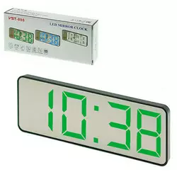 Годинник мережевий VST-898-4, яскраво-зелений, температура, USB
