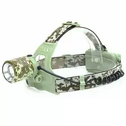 Ліхтар налобний CH-002M-T6 camouflage, 2х18650, signal light, zoom, ЗУ Type-C, Box
