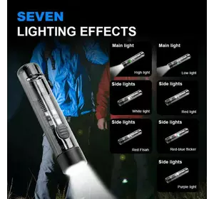 Ліхтар S1-LED+SMD(RGB), Li-Ion акумулятор, карабін, свисток, ЗУ Type-C, Box