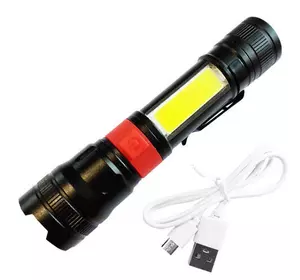 Ліхтар PL-826-P70+COB(white+red), 1х18650, магніт, затискач, ЗУ microUSB, zoom, Box