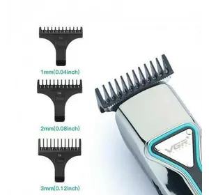 Машинка (триммер) для стрижки волосся та бороди VGR V-008, Professional, 3 насадки, вбуд. акумулятор.